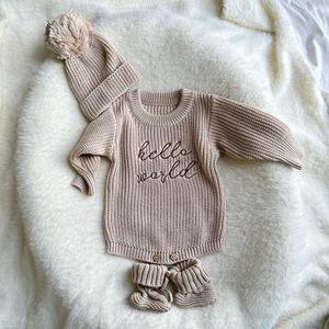 Tutina in Maglia per Neonato, Pagliaccetto Invernale a Maniche Lunghe con Ricamo Personalizzato, Colore Unico - Product Image 3