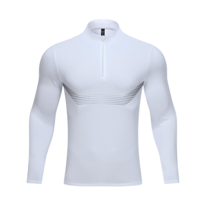 Custom Gym 1/4 Zip Quarter Zip Pullover Golf Fitness Compresión Quarter Zip Poliéster Elastano Hombres Manga Larga - Product Image 3