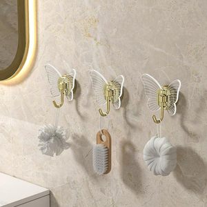Novelty Heavy-Duty Self-Adhesive Butterfly <strong>Hooks</strong> Plastic Stainless Steel <strong>Wall</strong> <strong>Hooks</strong> Single Living Room Bathroom Shower <strong>Keys</strong> - Product Image 3