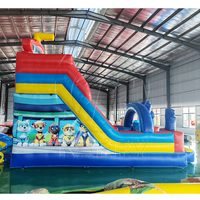 Toboggan gonflable commercial en PVC, jeux gonflables personnalisés, château gonflable combiné avec double toboggan pour le plaisir des enfants