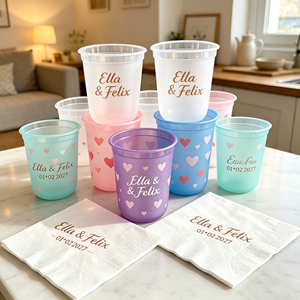 Vasos de Plástico Personalizados con Logotipo para Bodas, Fiestas y Eventos Deportivos, de 16oz, 14oz y 12oz, con Diseño de Balón de Fútbol, Material PP Esmerilado, Servilletas para Bodas - Product Image 1
