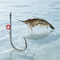 Hameçons de pêche à la ligne en acier à haute teneur en carbone, à ardillon, pour crevettes vivantes, vente directe d'usine