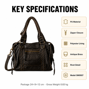 <span class=keywords><strong>Sac</strong></span> bandoulière messager grande capacité pour <span class=keywords><strong>femme</strong></span>, style vintage rétro européen-américain, en toile délavée, multi-poches, avec fermeture éclair, idéal pour l'été et la moto - Product Image 3