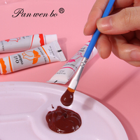 Ensemble de peinture acrylique professionnelle Panwenbo, 12 couleurs, tubes de 12 ml, pigments riches non toxiques, excellente qualité, avec pinceau et palette.