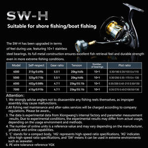 Moulinet de pêche spinning Bearking Official Store série SW-H ultra-léger en alliage d'aluminium 10BB CNC pour la pêche en rivière et en <span class=keywords><strong>lac</strong></span> - Product Image 6
