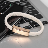 Bracelet-câble de charge et de données Micro USB en cuir torsadé en cuivre pur avec placage or 24 carats pour iOS/ordinateur et écouteurs 5V 2.4A