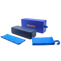 Étui résistant à l'eau pour lunettes de soleil, 2021, accessoire de luxe, couleur bleue, boîte cadeau, tissu de nettoyage, avec sac