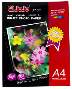 JOJO 240g kilau tinggi matte satu sisi dua sisi tahan air warna kertas foto printer inkjet A3 A4 kertas foto