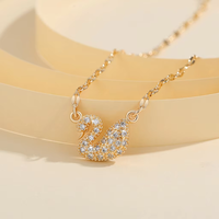 HYL joyería moda popular novia boda circón pequeño Cisne 18K oro collar al por mayor