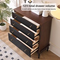 Meuble de rangement multifonctionnel en bois massif de style rétro français à quatre tiroirs pour salon, petit appartement, côté canapé