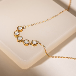 Collier tennis en acier inoxydable plaqué or 18 carats avec zircon, autres types géométriques, rond, bijoux quotidiens et de fête pour femmes - Product Image 4