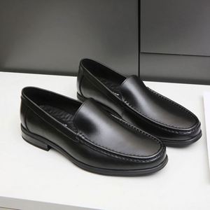 Mocassins de bureau de luxe personnalisés à bout carré noir, en cuir véritable respirant et léger, à lacets, pour printemps-été - Product Image 2