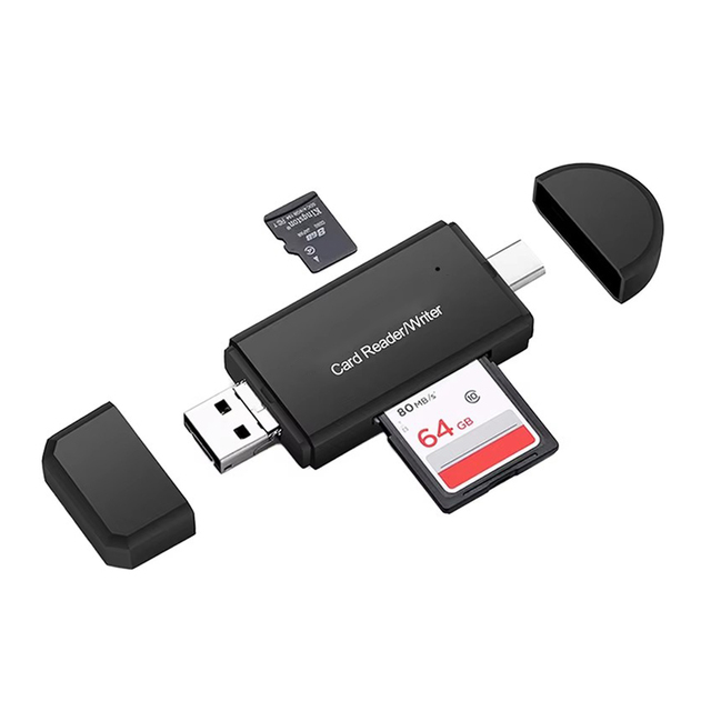YC-350 4 in 1 USB2.0 Card Reader Plug Play with USB/IP/Type C/SD/TF Card Slot External Installation for Computer & Mobile Phone