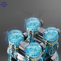 Tête de compresseur d'air monocylindre à piston avec cadre bleu-noir, entraînement hydraulique, utilisation industrielle portable, ensemble de pompe à piston