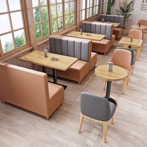 Sofá de Cabina de Restaurante de Estilo Occidental Informal y Simple, Juego de Mesa y Silla para Restaurante de Comida Rápida, Sofá Acolchado Suave Montado en <span class=keywords><strong>la</strong></span> Pared - Product Image 2