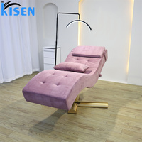 Fauteuil de massage portable Kisen de haute qualité avec base en bois doré, 3 moteurs, commande au pied et éclairage LED pour hôtel et salon