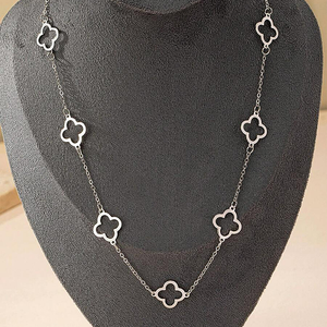 Collana da <span class=keywords><strong>Donna</strong></span> Antitarnish con Quadrifoglio, Gioielli Placcati Oro e <span class=keywords><strong>Argento</strong></span> PVD, <span class=keywords><strong>Girocollo</strong></span> Ipoallergenico in Acciaio Inossidabile con Trifoglio Portafortuna Cavo - Product Image 6
