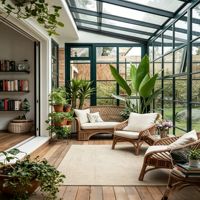 Véranda en aluminium Aomeja résistante aux ouragans, capacité de charge de la neige 200 kg/m², double vitrage Low-E, inclinée, sur mesure, pour villa, patio, toutes saisons