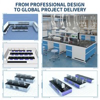 Plan de travail de laboratoire professionnel en PP résistant aux acides - Îlot de laboratoire modulaire sur mesure avec évier en PP pour la recherche chimique