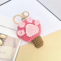 Porte-clés amigurumi en crochet en forme de pattes d'animaux (ours, chat, chien), en tricot, à poils, breloques pour sacs à main