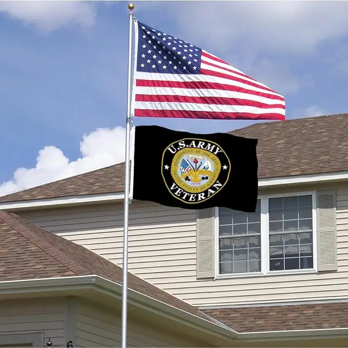 Amerikan bayrağı 3x5 Ft kutup kol afiş stil-işlemeli yıldız mini küçük el bayrakları ile dikili çizgili UV korumalı