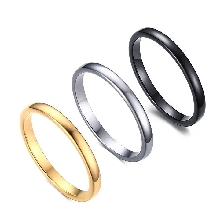 Cincin tungsten pasangan terlaris gaya 2mm perhiasan wanita berlapis hitam karbida pernikahan wanita grosir pasokan jumlah kecil