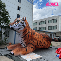 Tigre gonflable géant réaliste couché, impression numérique personnalisée, modèle d'animal sauvage gonflable pour l'affichage et la décoration d'événements en zoo ou parc