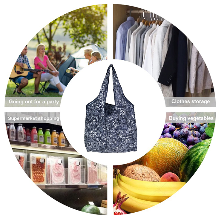 Fashion Printing Foldable Eco-Friendly Travel Grocery Shopping Bag Tote Folding Pouch