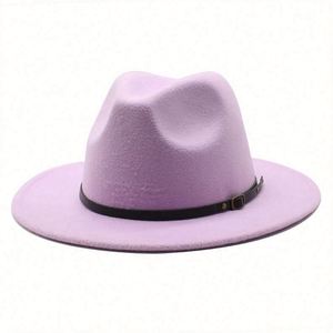 Cheap Wide Brim Fedora Hats Colors High Quality Wholesale Faux Wool Felt Fedora Hats - Product Image 4