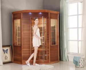 Sauna Seca de Madera de Cedro Rojo para Interiores con Calefactor Infrarrojo, Precio de Fábrica, para Bienestar - Product Image 1