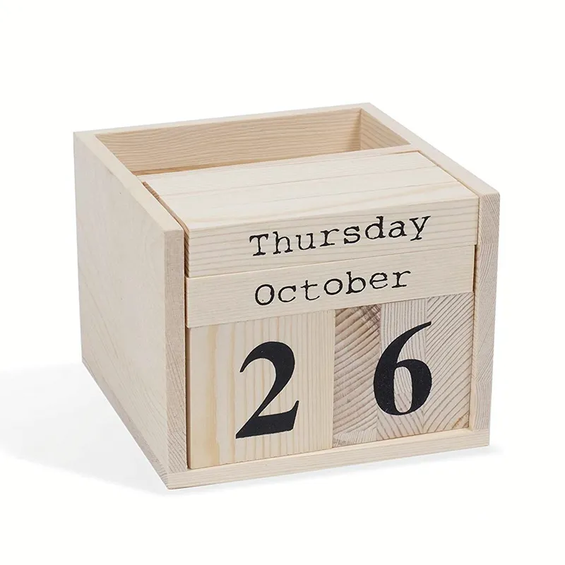blocks desktop decoration perpetual wooden cube square small calendar