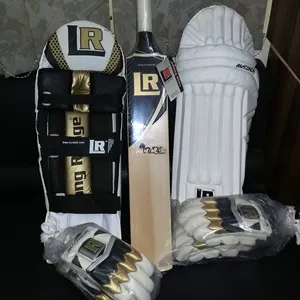 Internationalen Spieler Ausgaben Voll komplette Kit Hoch Geschützt Batting Pads, Handschuhe und Englisch Willow Cricket-schläger