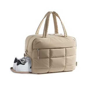 Wholesale Factory Custom Waterproof Soft Nylon Fluffy Quilted Gym Handbag Outdoor Puffer Travel Tote <b>Bag</b> with Shoe <b>Compartment</b> - Product Image 1