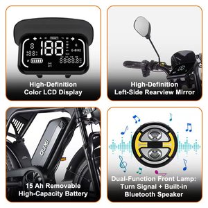 Vélo tout-terrain à suspension intégrale OUXI V8 250W/1000W 20 pouces, style rétro, batterie intégrée 30AH, autonomie 150 km, vélo de montagne, entrepôt Italie - Product Image 2