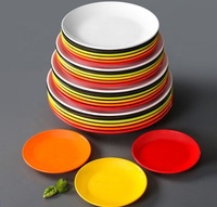 Assiettes rondes solides en mélamine pour Restaurant et cuisine, plats de dîner en plastique réutilisables