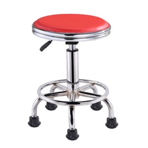 Chaise de bar Chen Guan en cuir rouge pivotante réglable en hauteur avec base chromée pour utilisation au bar - Product Image 4