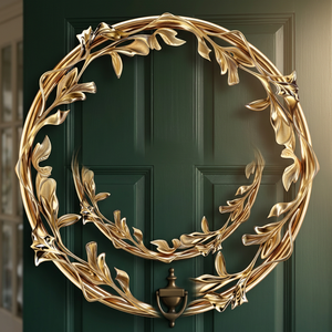 Classic Bronze Handmade Floral <b>Wreath</b> Round Decorative <b>Frame</b> Unlit Single-piece Package Wedding Style - Product Image 3
