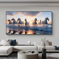 Peintures murales sur toile de grande taille représentant sept chevaux, pour salon, décoration animale personnalisée, impression HD