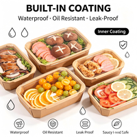 Boîte à emporter en papier kraft de qualité alimentaire jetable, octogonale avec coins arrondis, avec couvercle transparent ; boîte à sushi vendue en vrac