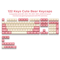 XVX Keycaps Strawberry Bear PBT Keycap Set 122-Key Customized Personalized Cute Mechanical Keyboard
