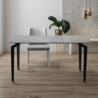 Usine chinoise vend des tables à manger rectangulaires en céramique avec pieds en métal de luxe moderne personnalisés, plateau en verre trempé, 4 places, hôtel