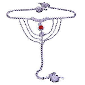 2025 nuova moda DS scintillante perizoma di cristallo mutandine Bikini vita <span class=keywords><strong>pancia</strong></span> catena donna Sexy Bling Body catena gioielli - Product Image 3