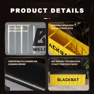 Chaise d'attente en fer forgé <span class=keywords><strong>de</strong></span> style industriel banc à langer avec rangement pour essayer des <span class=keywords><strong>chaussures</strong></span> pour le <span class=keywords><strong>salon</strong></span> - Product Image 5