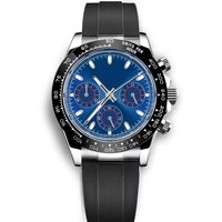 Reloj Cronógrafo de Cuarzo de 39 mm con Movimiento Seiko Vk63, Logo Estéril y Personalizado, Correa de Silicona