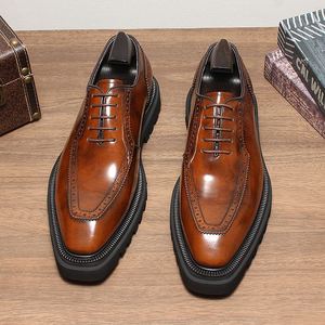 Zapatos Oxford Formales de Negocios de Cuero Genuino Brillante de Lujo, Personalizados con Logotipo, Transpirables y Antideslizantes para Hombre - Product Image 6
