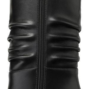 Bottes hautes noires froncées à <span class=keywords><strong>talon</strong></span> aiguille et bout pointu <span class=keywords><strong>pour</strong></span> femme Moncheer, avec fermeture éclair, rehaussantes, <span class=keywords><strong>pour</strong></span> l'été, l'hiver et l'automne - Product Image 5