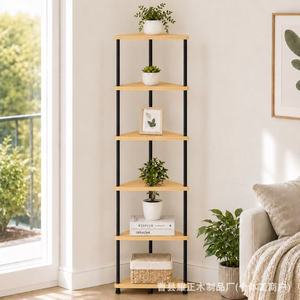 Wooden indoor <b>corner</b> triangular storage <b>cabinet</b>, living room/bedroom floor-standing <b>corner</b> <b>cabinet</b>, multi-layer storage side - Product Image 3