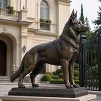 Statue de Berger Allemand en Bronze Coulé sur Mesure, Sculpture Faite à la Main par la Méthode de la Cire Perdus, Patine Antique pour Décoration Extérieure d'Entrée de Villa