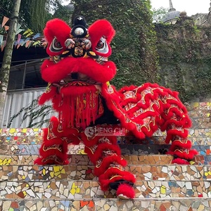 Costume de danse du lion chinois traditionnel fait main en laine peluche pour adultes et enfants, idéal pour les spectacles et festivals - Product Image 6
