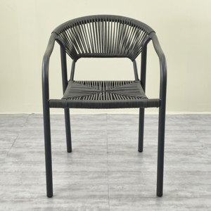 LL Factory Direct Outdoor Aluminium Patio Balcon Fauteuils Moderne <span class=keywords><strong>Noir</strong></span> Métal Osier <span class=keywords><strong>Rotin</strong></span> Meubles de salle à manger pour Park Villa - Product Image 3